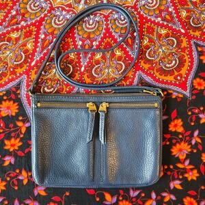 Fossil Blue Leather Cross-Body Bag